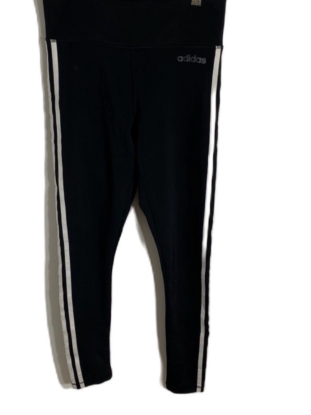 Adidas Black Leggings with White Side Stripes